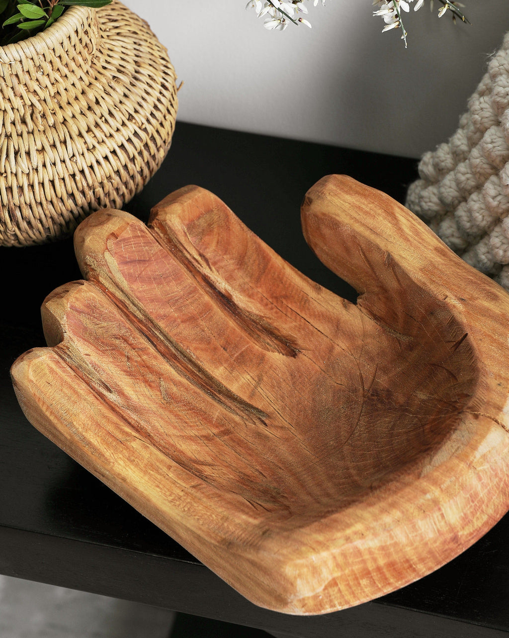 Sculpted Hand Eucalyptus Wood Bowl