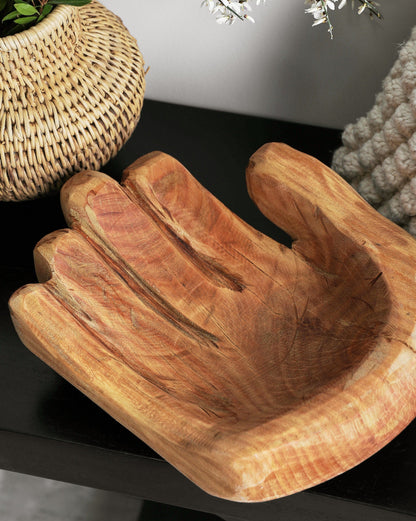 Sculpted Hand Eucalyptus Wood Bowl