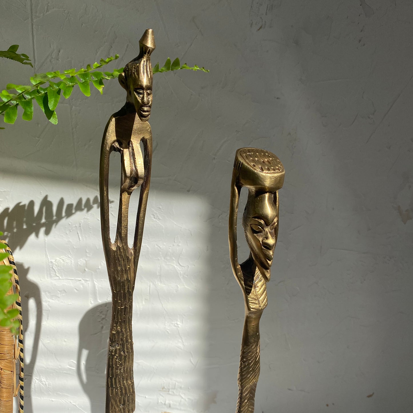 Brass African Statue Set