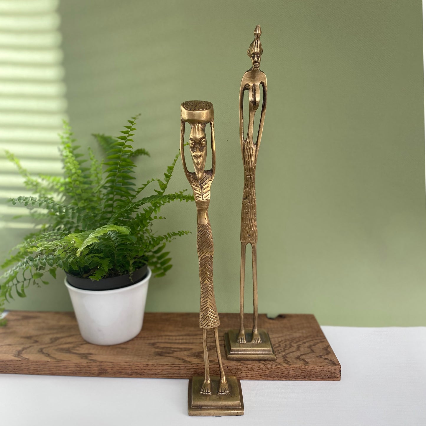 Brass African Statue Set