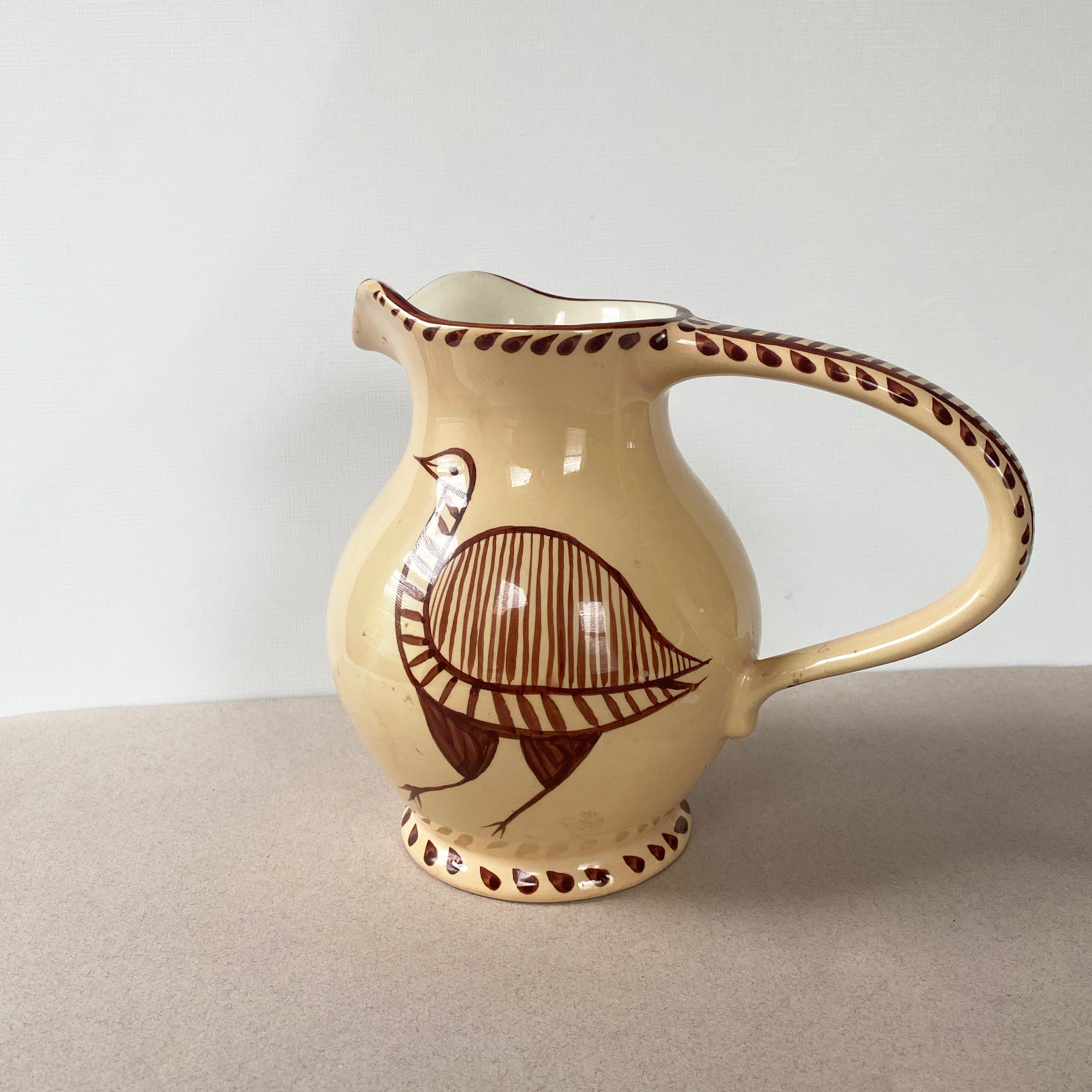 Vintage Abstract Bird Pitcher